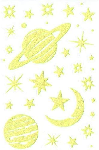 Maildor AE154C, Phospho'Stick STICKERS, 10 sheets 10.5x16 cm, SHINING IN THE NIGHT, PLANETS (680 stickers)