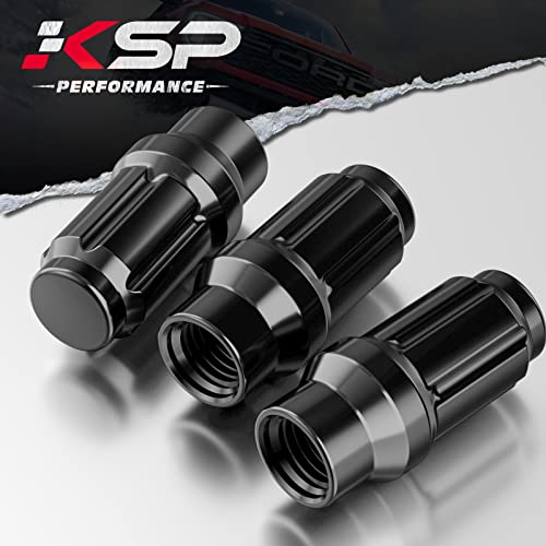 Image of KSP M12x1.5 Extended Lug Nuts, 24PCS 6 Spline Tuner Closed End ET Wheel Lug Nut for Aftermarket Wheels, 12mmx1.5 Bulge Acorn Nuts Replacement for Toyota Tacoma 4runner Tundra with 1 Socket Key Black