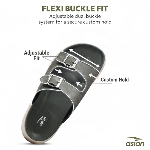 Image of ASIAN Medisol-03 Men's Orthopedic Comfort Slippers | Soft Cushion Footbed, Dual Adjustable Buckle Straps, Lightweight Anti-Skid Sole, Stylish Sandals