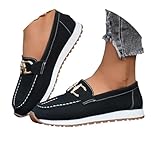 ticticlily Mocassin Femme Loafers Slip on Chaussures Plates Confortables à Enfiler pour Marche Conduite A Noir 38 EU