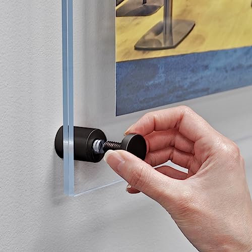 Cadre mural flottant en acrylique luxe noir double panneau d'affichage - 8