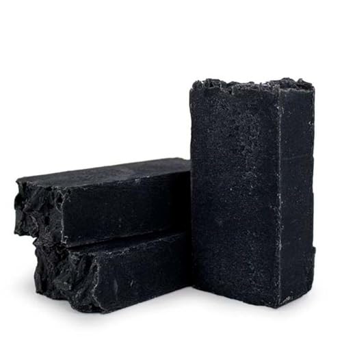 Jabón natural de Carbón activo (90g) - Elimina espinillas y puntos negros - Purificador, desintoxicante - Piel grasa mixta