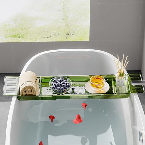 Plateau de rangement multifonctionnel pour baignoire extensible couleur verte - 8