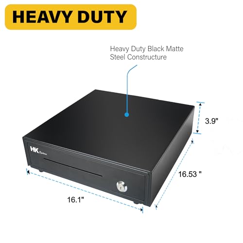 Cajón de efectivo negro con compartimento para monedas extraíble HK SYSTEMS 3