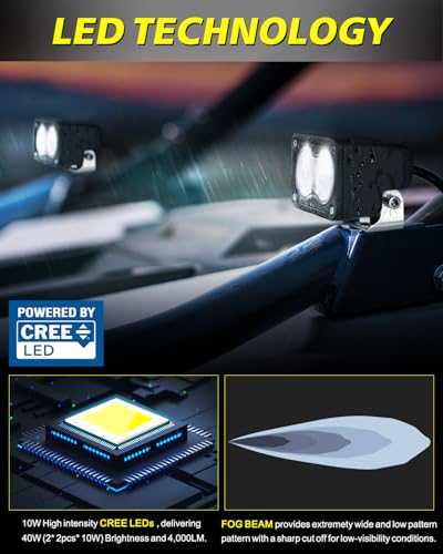 Image of 3 inch 40W CREE LED Pods with Wiring Harness & Black Covers - Spot