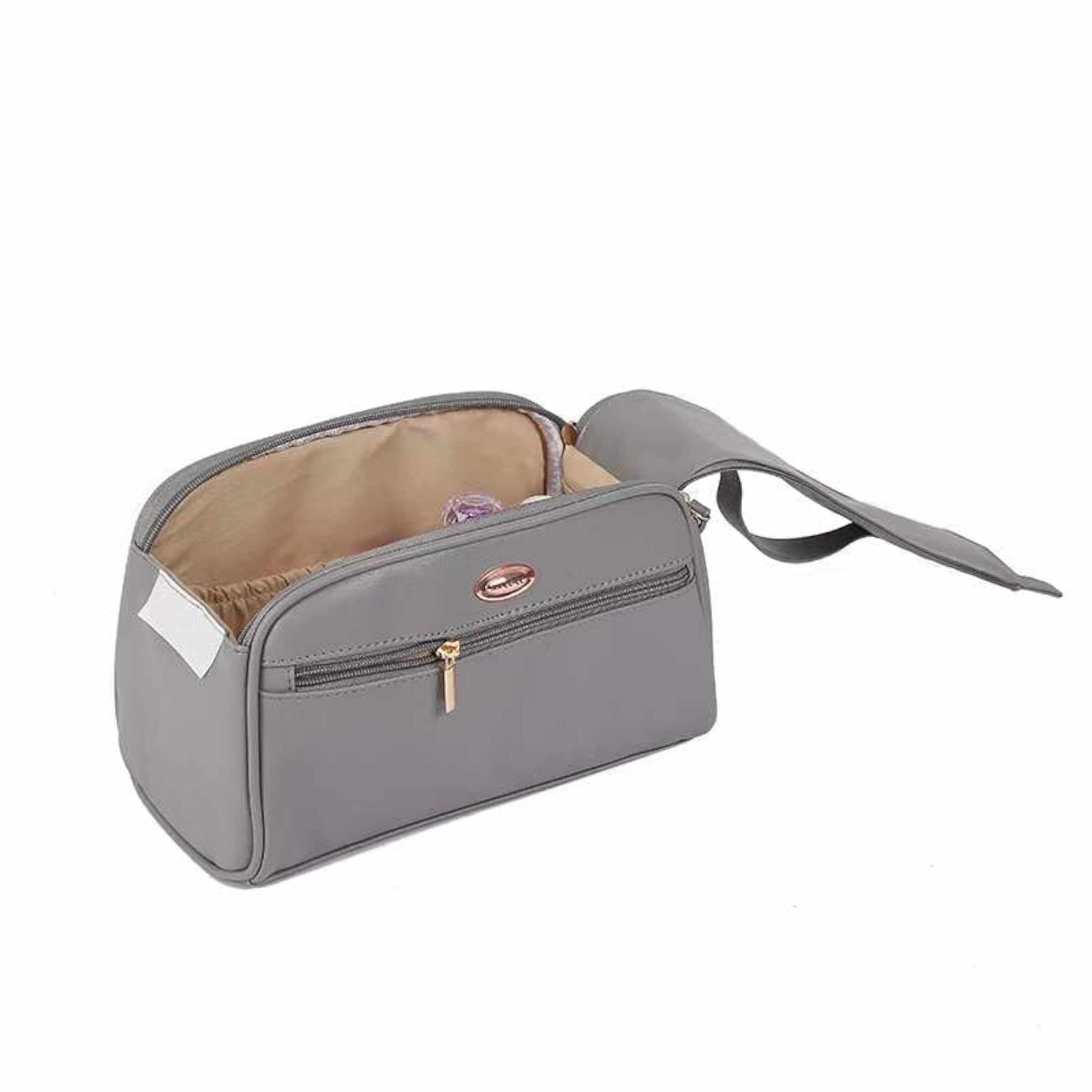 Large Capacity Leather Makeup Bag, Double Chain Cosmetic Organizer