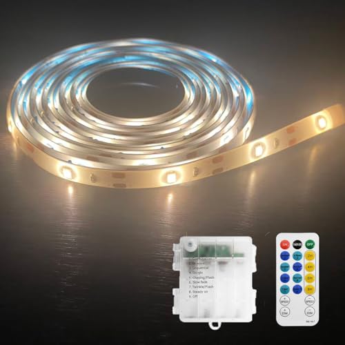 Tira de luces LED blanca cálida con control remoto y batería 9.8 ft miniatura 1