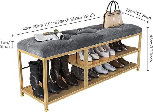 Banc de rangement à chaussures compact avec assise confort et structure métallique - 2