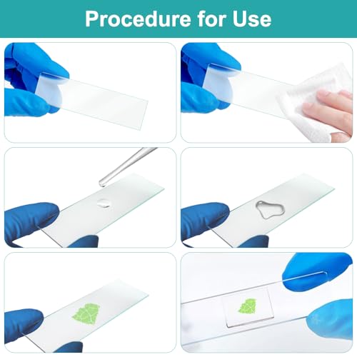 50 Stück Objektträger Mikroskop 7,6 cm X 2,5 cm und 100 Stück Deckgläser Mikroskop 1,8 cm X 1,8 cm, Hochauflösende, Keine Fingerabdrücke Bleiben Haften, Klare Vorgereinigte Mikroskop Objektträger
