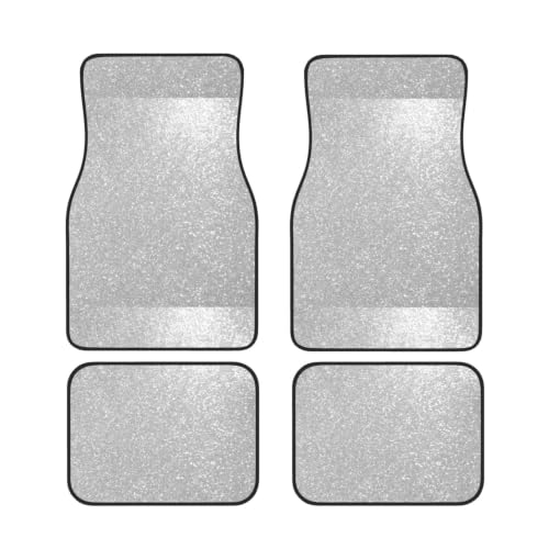 Alfombrillas de neopreno premium para coche juego de 4 piezas con purpurina plateada brillante