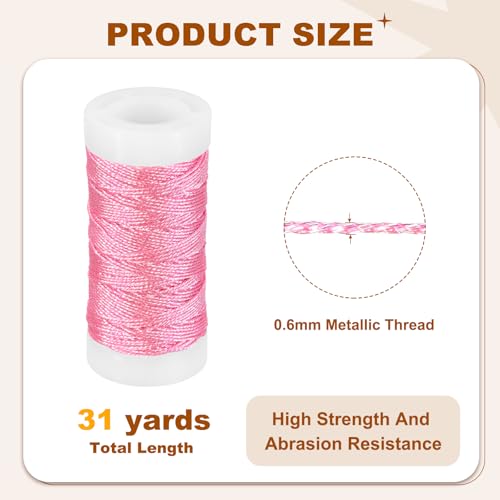 Hilo Metálico PATIKIL para Bordado, 31 yardas, Rosa Brillante, para Máquina de Coser y Bordado Manual, Artesanías DIY, Envoltura de Regalos, Fabricación de Joyería y Decoración miniatura 2
