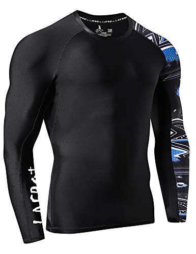 LAFROI Men's Long Sleeve UPF 50+ Baselayer Skins Performance Fit Compression Rash Guard-CLYYB Asym Gaze Size MD
