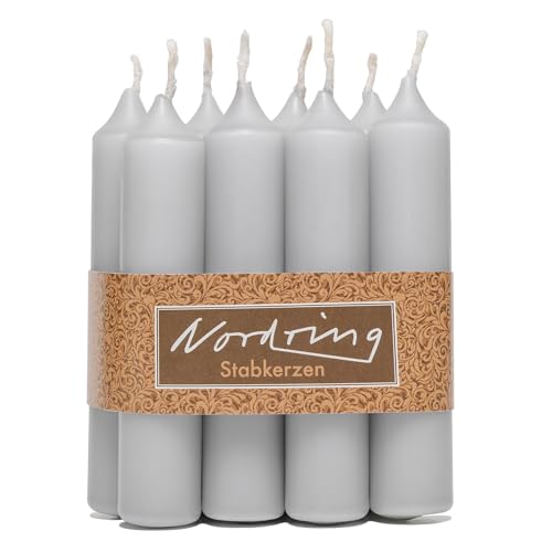 Nordring 8 Stück Stabkerzen hellgrau 2,2 x 11 cm hoch