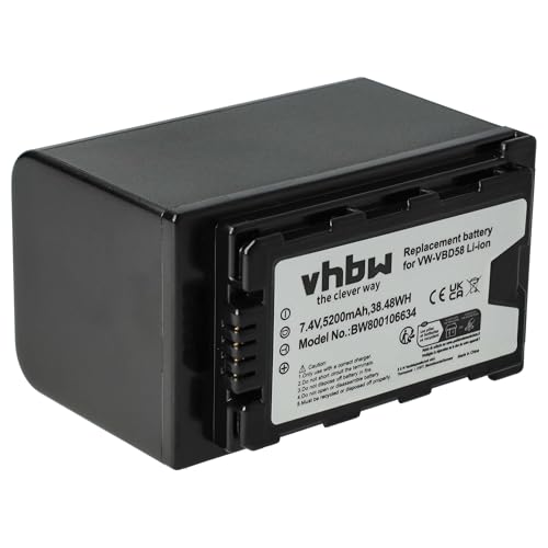 vhbw 1x batteria sostituisce Panasonic VW-VBD58 per videocamera camcorder (5200mAh, 7,4V, Li-Ion) con infochip