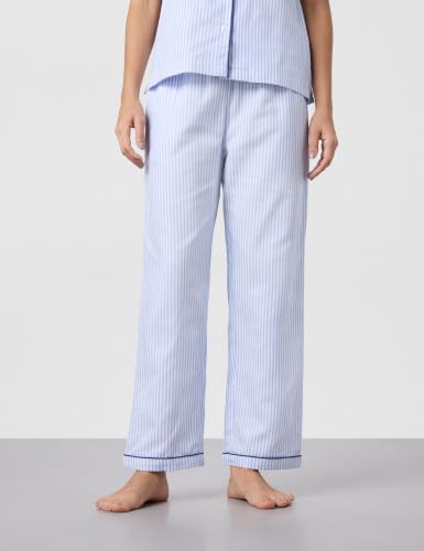 Image of Symbol Premium Women's Cotton Night Suit Set | Short Sleeve Shirt & Pajama Set | Stripes with Contrast Piping | Regular Fit (Available in Plus Sizes)
