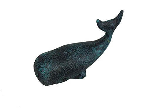 Hampton Nautical Cast Iron Whale Paperweight, 5", Seaworn Blue #TOP1