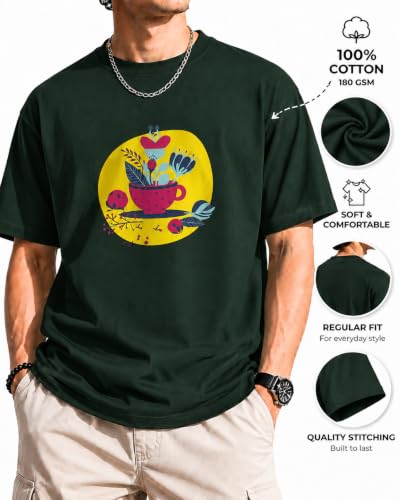 Image of Unisex Coffee Cup Graphic T-Shirt | Pure Cotton Crew Neck Tee