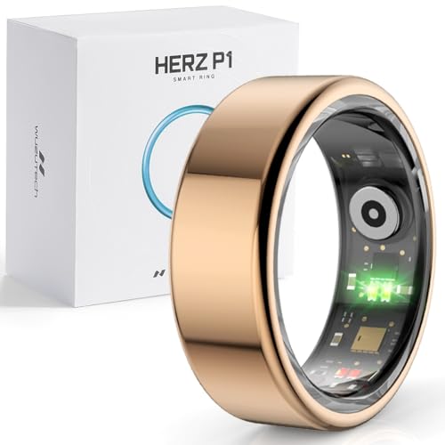 Herz P1 Smart Ring for Women & Men - (Size 7) 24/7 Health Metrics Fitness Ring, Tracks 20+ Biometrics, 6 Day Battery Life, Waterproof Stainless Steel, Free APP for iOS Android, No Subscription by WuzuTech - Used condition - US$54.11