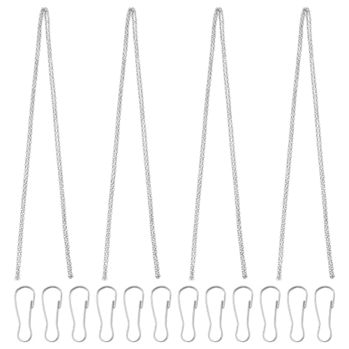 Image of Picture Hanging Kit with 4Pcs 2M Picture Hanging Chains & 12Pcs Small Hooks, Heavy Duty Metal Display Chain for Photo Frames Artworks Mirror(Silver)