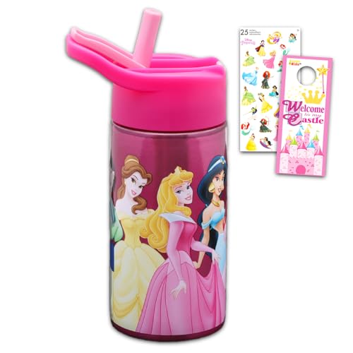 Disney Princess Stainless Steel Water Bottle for Girls - Bundle with 14 Oz Reusable Canteen for Home, School, Plus More Princess Water Bottle