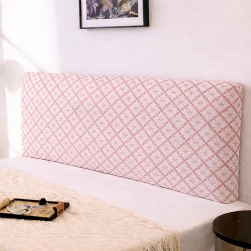Image of HOMETHREADS 200 GSM Stretchable Jacquard Headboard Cover | Soft, Dust-Proof & Wrinkle-Resistant Bed Back Protector | Fits Leather, Wooden & Fabric Bedsides | for 7ft to 7.5ft Beds (Pink, 205x70Cm)