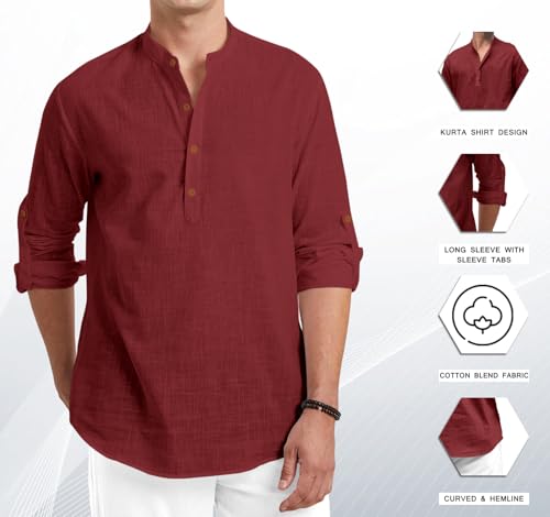 Image of ROYALSCOUT Men's Cotton Blend Full Sleeve Short Kurta Perfect for Traditional Gatherings, Casual Outings, or Everyday Ethnic Wear