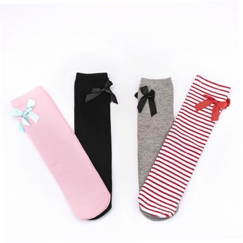 VALICLUD Cute Girls High Socks Bow Striped Seamless Stockings for Boys and Girls Years Old over The Knee4