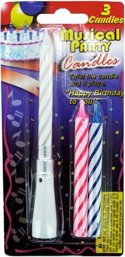 3 Pack Musical Party Candles Set Includes Base and Refillable Candles for a Festive Birthday Touch with Happy Birthday to You Tune Reusable and Fun Celebration Decoration
