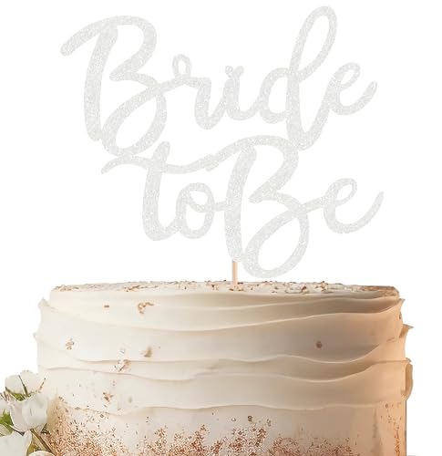 Bride to Be Cake Topper - Silver Glitter Bridal Shower Cake Decoration, Bridal Shower Cake Topper for Wedding, Engagement or Bachelorette Party Photo Booth Props