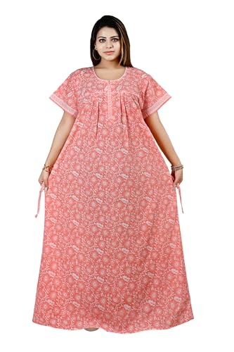 Image of Bejod's Collection Women Pure Cotton Nighty | Full Length Floral Printed Cotton Nighty Maxi | Soft & Breathable Nightwear (L-4XL)