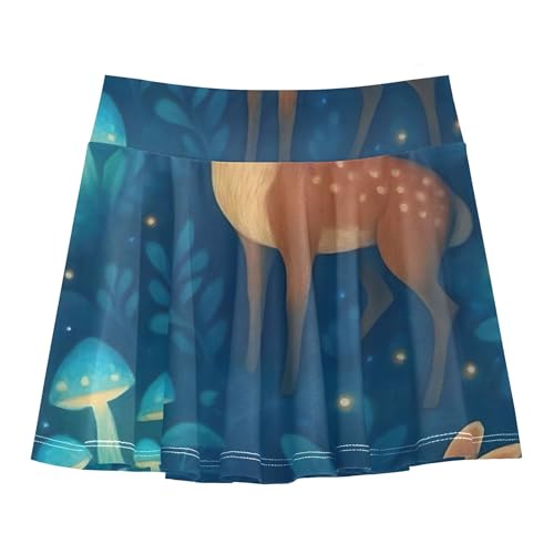 Athletic Shorts for Girls Skorts Skirts with Shorts Casual Flowy Skirt Blue Mushrooms Cute Rabbit Deer 3t