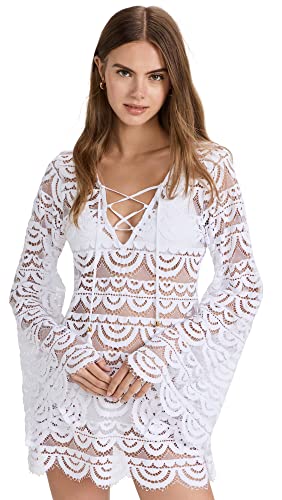 PQ Swim Women's Noah Water Lily Tunic Cover-Up - Scalloped Hem, Lace Up Front Tie