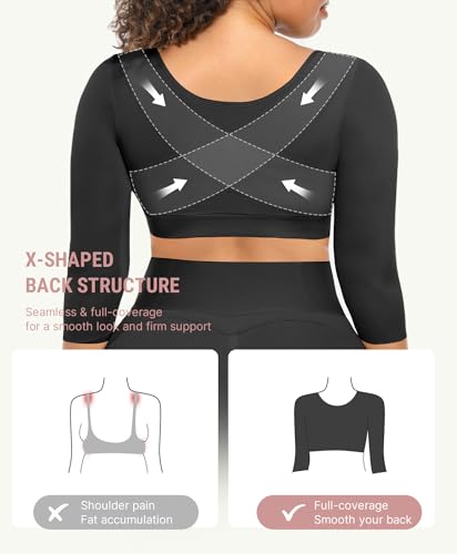 Image of FeelinGirl Arm Shaper for Women Post Surgery Arm Lipo Compression Sleeves Slimming Arm Faja Front Closure Shapewear Bra