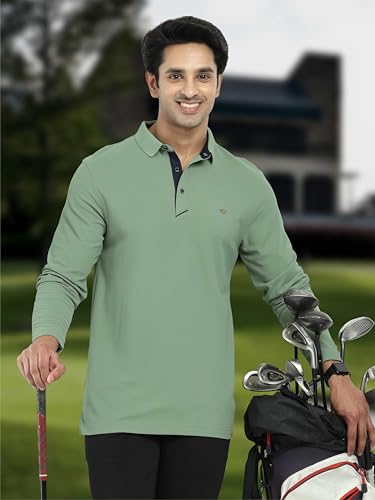 Image of STELLERS Men's Full Sleeve Polo T-Shirt | Feather Touch Feel | Odour Resistant | Wrinkle Free | Quick Dry | Stretchable | Lightweight | Anti-Static | UV Resistance | Anti-Microbial