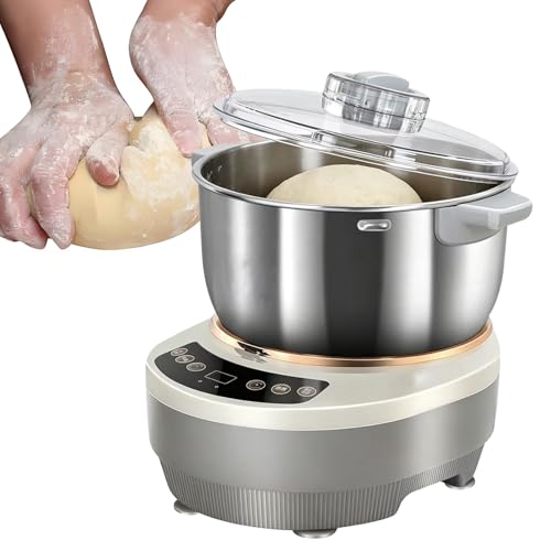 Batidora de pie, máquina for hacer masa con función de fermentación, batidora de harina de acero inoxidable antiadherente de 5L/7L con temporizador y panel táctil(7L)