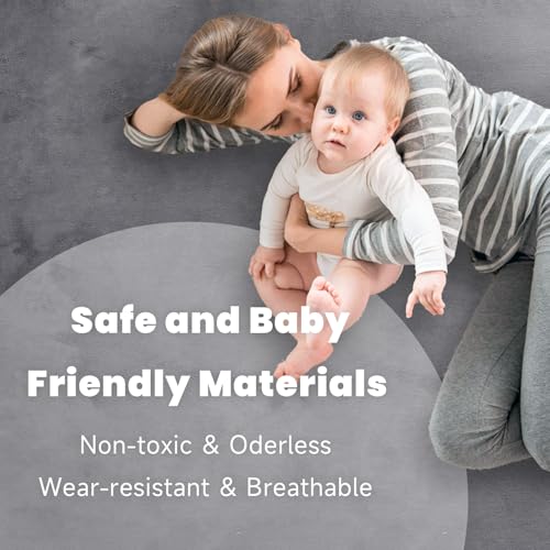 Image of ACOMOPACK 1.3 inch Thick Baby Play Mat for Floor,50x50 Elasti-Foam Playpen Mat for Kids,Infants,Toddlers, Ultra Soft Crawling Mat with Non-Slip Bottom,Tummy Time,Nursery Rug,Yoga,Tatami(Dark Grey)
