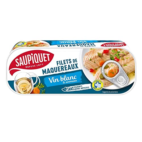 SAUPIQUET - Filets Maquereaux Vin Blanc Et Aromates 176G - Lot De 4