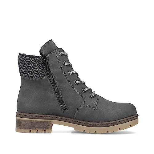 Rieker Damen Schnürstiefeletten Y7424, Frauen Stiefeletten,Boots,Stiefel,Bootee,Booties,halbstiefel,Kurzstiefel,grau (45),42 EU / 8 UK