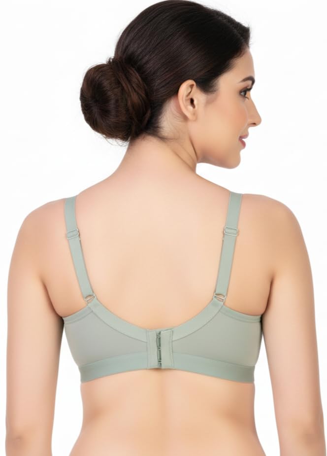 Image of Pack of 2 Women's Pure Cotton Non-Padded Wire-Free Everyday Bra | Full Coverage Seamed Cups with Wide Adjustable Straps | Everyday Comfort