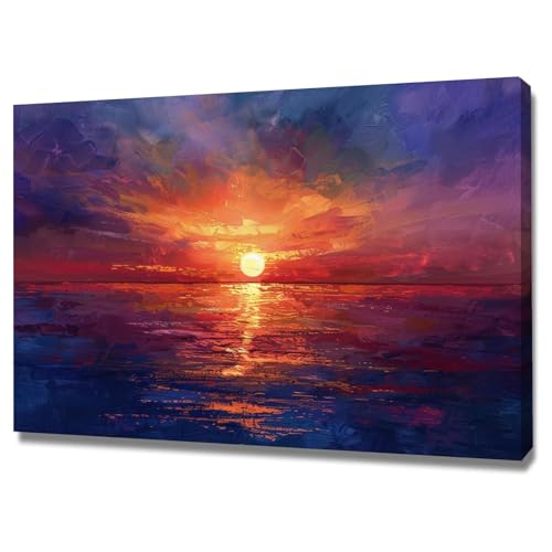 Impression sur toile coucher de soleil pour salon et cuisine déco murale 60x80cm