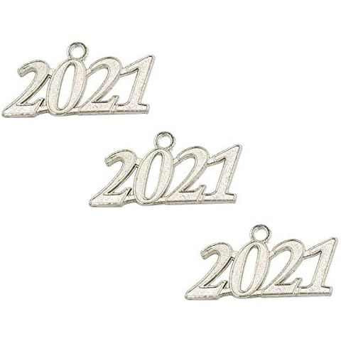 Grekywin Silver Color Signet 2021 Year for Graduation Tassel, Charms Pendants DIY, Bracelet and Necklace, 3 Pcs Cover