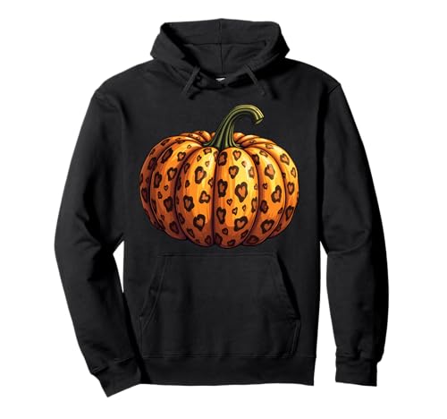 Carino leopardo zucca autunno fresco Halloween Ringraziamento famiglia Felpa con Cappuccio