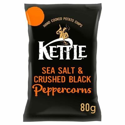 Kettle Potato Crisps 12X80g Full Box with Key Ring (Salt & Cruzhed Black Pepper 12x80g)
