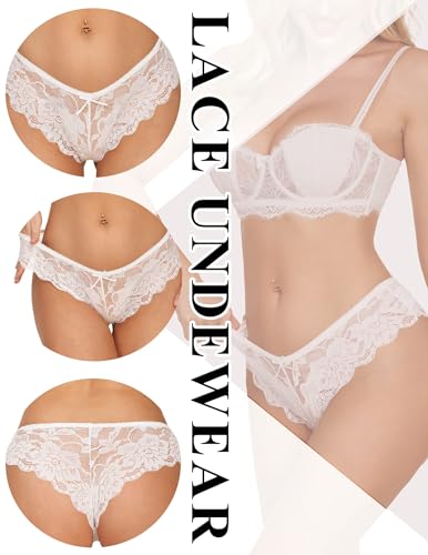 Image of Avidlove Women Floral Lace Panties Sexy Hipster Underwear Cheeky Bikini Panties V-Shape Waistband Tangas