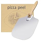 Aluminum Metal Pizza Peel with Foldable Wood Handle for Easy Storage, 12 Inch x 14 Inch pizza...