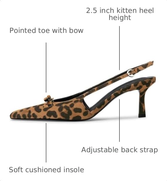 Image of MAVMAX Slingback Heels for Women Kitten Heels with Bow Pointed Close Toe Pumps Dress Party Heeled Sexy Wedding Shoes