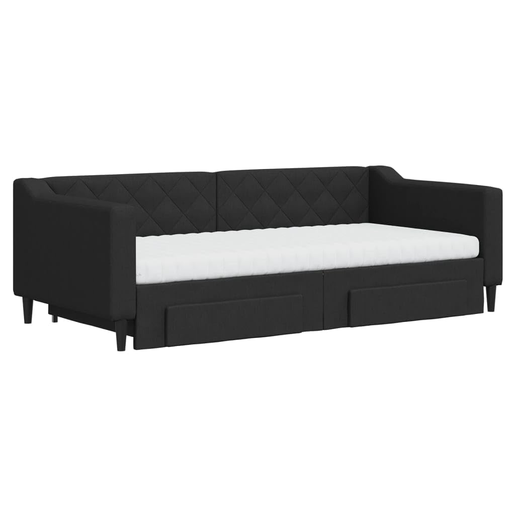 Wysuwana tkanina 2w1 z szufladami do salonu i sypialni czarny 90x190 cm