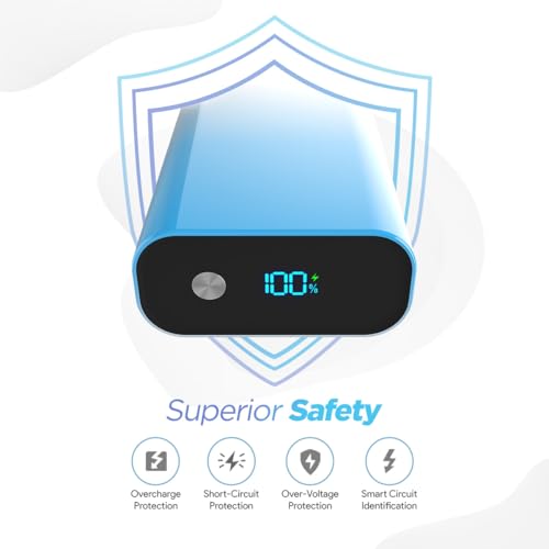 Image of FLiX UltraCharge Duotone 20,000mAh 22.5W QC Pocket Power Delivery PPS Power Bank, Type C Input & Output, LED Percentage Display, Compatible iPhone, Samsung, Google (White + Blue)