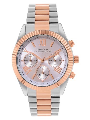 Image of French Connection Chronograph Purple Round Dial Stainless Steel Strap | Casual | Premium | Sunray Feature | Wrist Watch for Women - FCM06RTM
