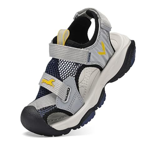 Image of JMFCHI Boys Girls Sports Sandals Summer Kids Closed Toe Outdoor Sandals Athletic Water Shoes Sandals Child Pool Beach Sandals Quick Drying Slip Resistant | Little /Big Kid,Comfortable lightweight,Non-slip soft sole,Hook-and-loop closure,Easy wear,Anti-collision toe,Daily casual